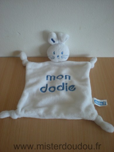 Doudou Lapin Dodie Blanc brodé mon dodie 