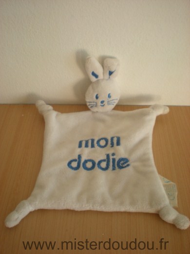 Doudou Lapin Dodie Blanc  brode mon dodie en bleu bleu 