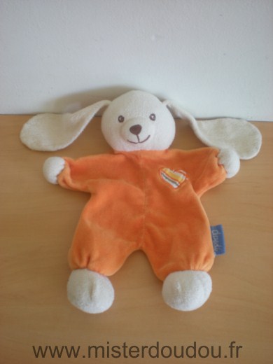 Doudou Lapin Doodoo Orange blanc 