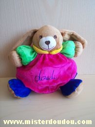 Doudou Lapin Doudi Rose fushia bleu vert 