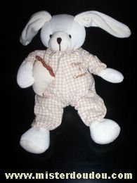 Doudou Lapin Doudou et compagnie Beige vichy 