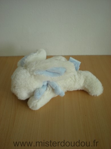 Doudou Lapin Doudou et compagnie Blanc bleu Petit modele