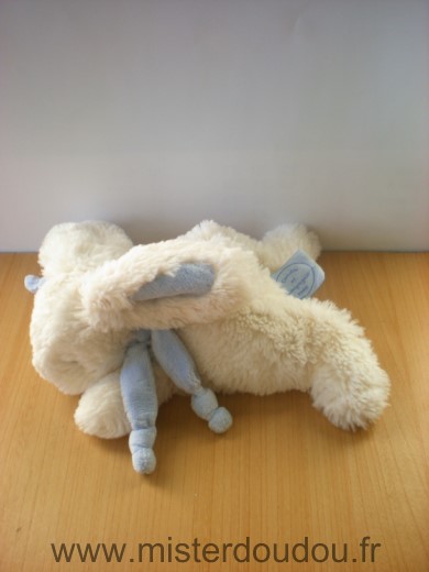 Doudou Lapin Doudou et compagnie Blanc bleu 