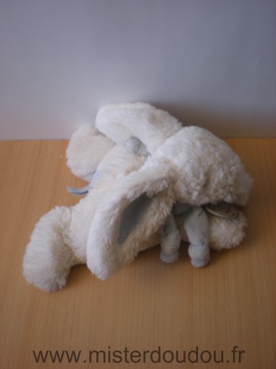 Doudou Lapin Doudou et compagnie Blanc bleu 