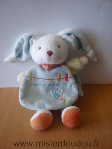 Doudou Lapin Doudou et compagnie Blanc cape bleue 