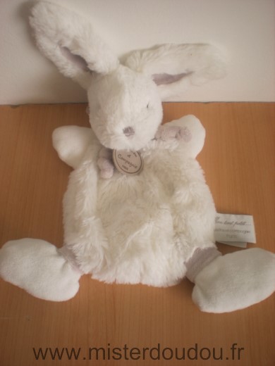 Doudou Lapin Doudou et compagnie Blanc echarpe beige 