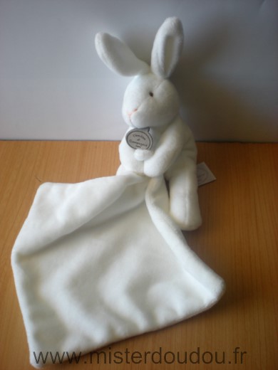 Doudou Lapin Doudou et compagnie Blanc mouchoir blanc 