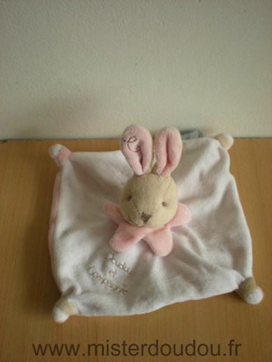 Doudou Lapin Doudou et compagnie Blanc rose 