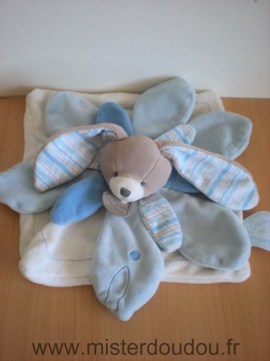 Doudou Lapin Doudou et compagnie Celestin blanc petales bleus 