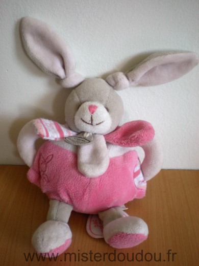 Doudou Lapin Doudou et compagnie Celestine gris rose 