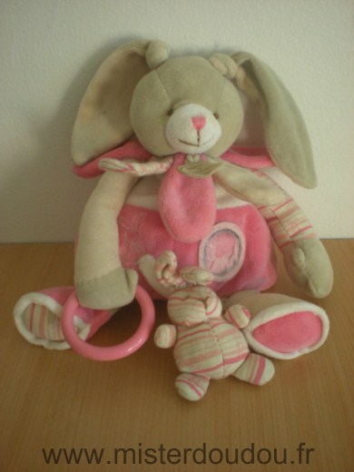 Doudou Lapin Doudou et compagnie Celestine rose anneau rose bebe N a plus son miroir
