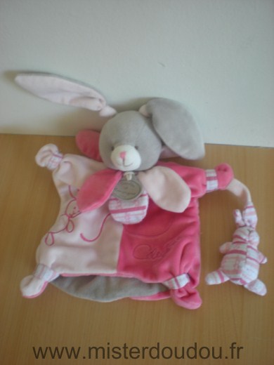 Doudou Lapin Doudou et compagnie Celestine  rose gris 