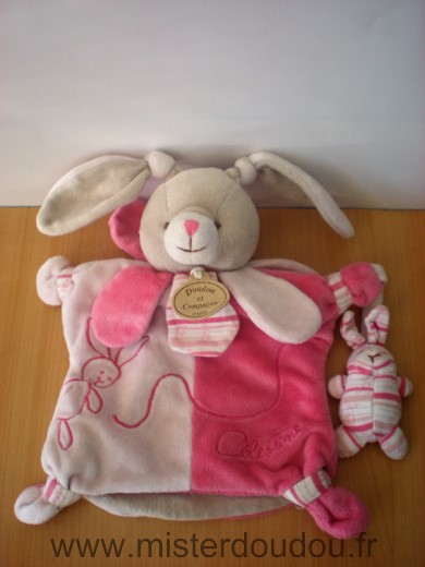 Doudou Lapin Doudou et compagnie Celestine rose gris Quelques traces discretes non partie au lavage