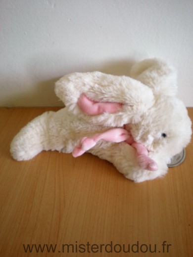 Doudou Lapin Doudou et compagnie Ecru rose 