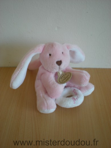 Doudou Lapin Doudou et compagnie Rose blanc mon premier doudou 