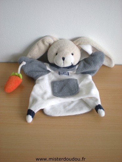 Doudou Lapin Doudou et compagnie Séraphin blanc gris 