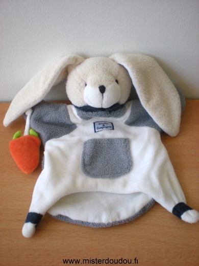 Doudou Lapin Doudou et compagnie Séraphin blanc gris avec carotte 