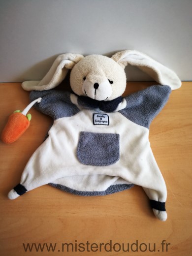 Doudou Lapin Doudou et compagnie Seraphin gris blanc carotte 