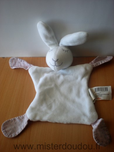 Doudou Lapin Du pareil au même Blanc rose dpam dormeur 