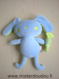 Doudou Lapin Du pareil au même Bleu devant vert derrière Fait 