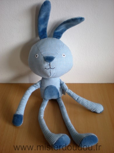 Doudou Lapin Du pareil au même Bleu vichy 