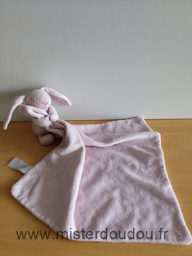 Doudou Lapin Early days Rose mouchoir rose 