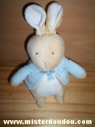 Doudou Lapin Eden Beige blanc bleu 