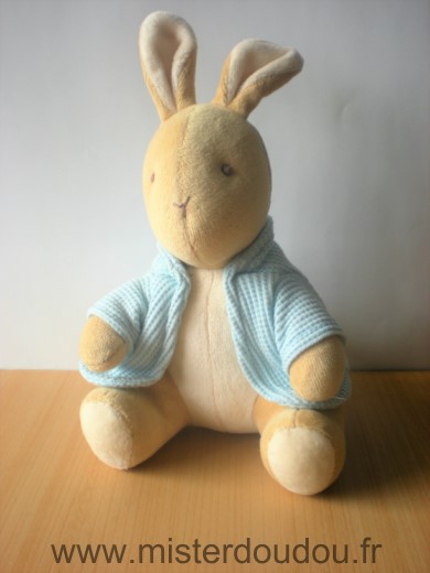 Doudou Lapin Eden Beige bleu 