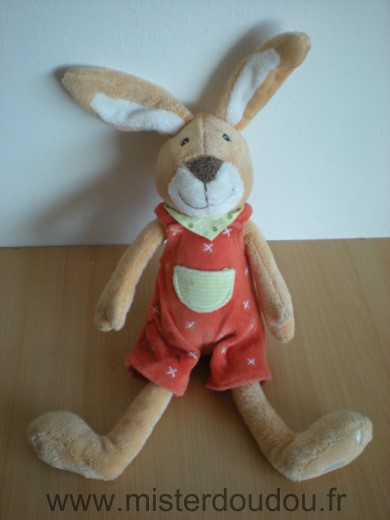 Doudou Lapin Egmont toys Salopette orange 