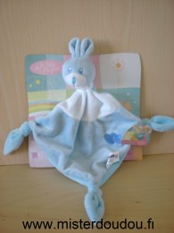 Doudou Lapin Eluz Bleu blanc coeurs bleu 