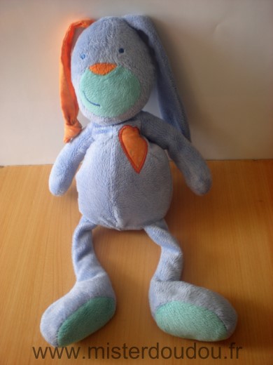 Doudou Lapin Eveil et jeux Bleu coeur orange fnac 