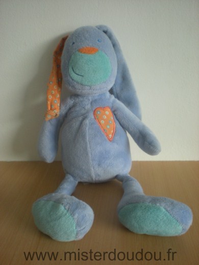 Doudou Lapin Eveil et jeux Mauve coeur orange 