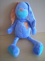 Doudou Lapin Eveil et jeux Violet  coeur orange 