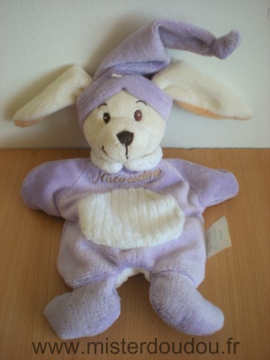 Doudou Lapin Eveil et tendresse Mauve blanc 