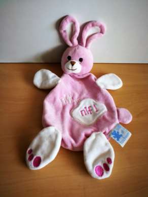 Doudou Lapin Eveil et tendresse Rose blanc nif nif 