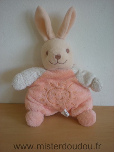 Doudou Lapin Fantasy toys Rose blanc motif soleil 