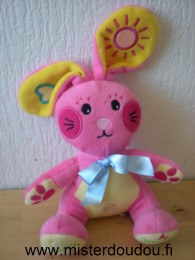 Doudou Lapin Fizzy Rose  jaune funny benny Ses pattes font 