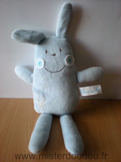 Doudou Lapin Fleurus presse Bleu 