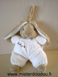 Doudou Lapin Gerca Beige marron 