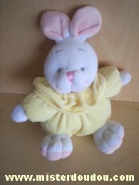 Doudou Lapin Gerca Jaune blanc rose 