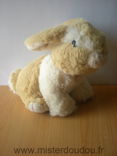 Doudou Lapin Gipsy Beige blanc Sonore quand on appuie sur son ventre