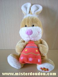 Doudou Lapin Gipsy Beige cloche rouge Fait de la musique quand on appuie sur sa patte