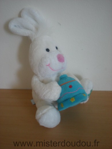 Doudou Lapin Gipsy Blanc cloche bleue Attention boite à musique ne fonctionne pas