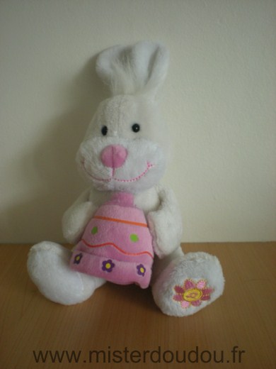 Doudou Lapin Gipsy Blanc cloche musicale rose 