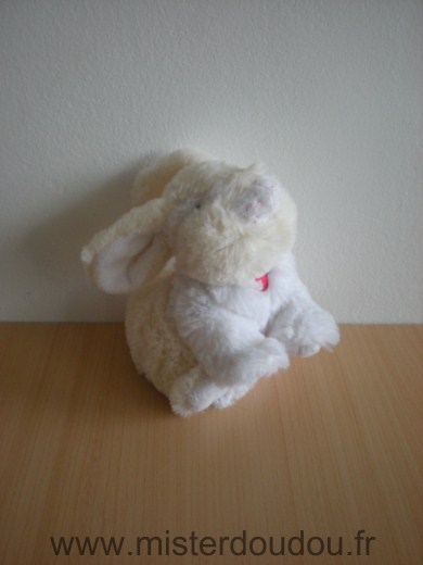 Doudou Lapin Gipsy Blanc jaune Sonore quand on appuie sur son ventre