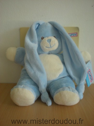 Doudou Lapin Gipsy Bleu blanc 