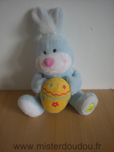 Doudou Lapin Gipsy Bleu oeuf jaune 