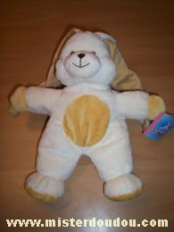 Doudou Lapin Gipsy Ecru marron Oreilles avec des noeuds au bouts