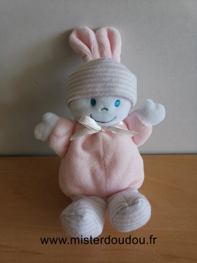 Doudou Lapin Gipsy Rose blanc 