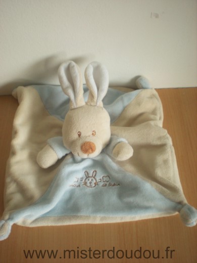 Doudou Lapin Vetir Beige bleu un amour de lapin 